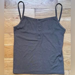 Joah Brown Henley Tank S/M dark grey vintage black